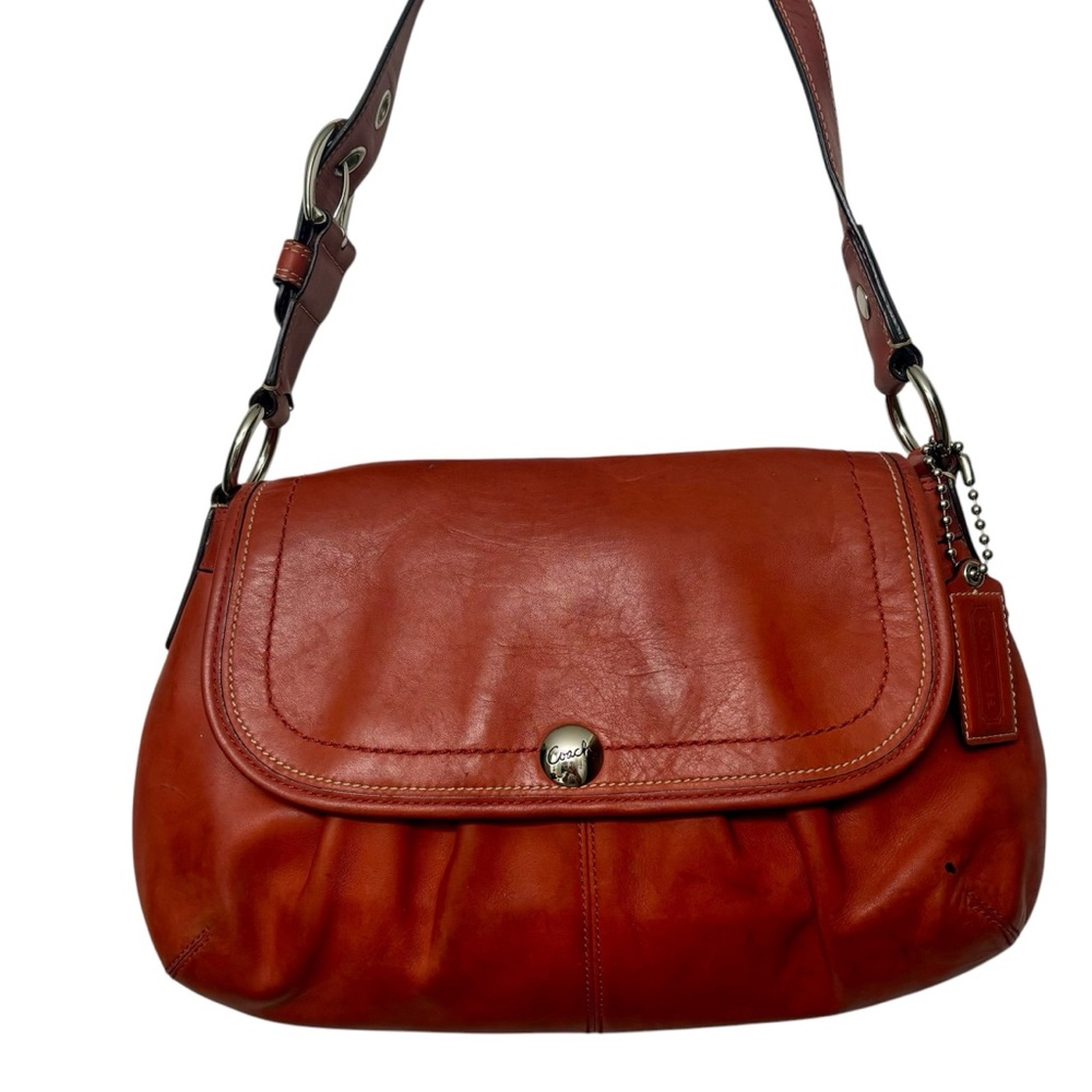 COACH SoHo Burnt Orange Leather Pleated Shoulder Bag EUC